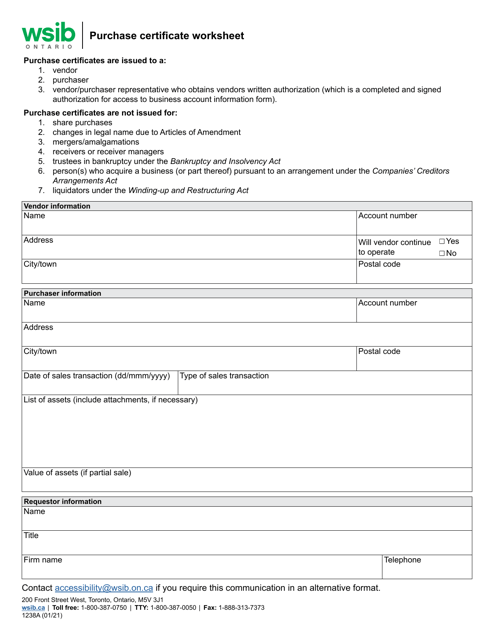 Form 1238A  Printable Pdf