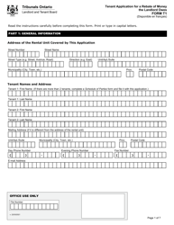 Form T1 Tenant Application for a Rebate of Money the Landlord Owes - Ontario, Canada, Page 2