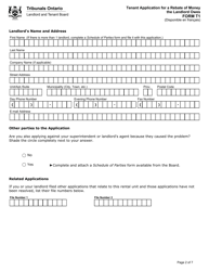 Form T1 Tenant Application for a Rebate of Money the Landlord Owes - Ontario, Canada, Page 3