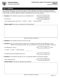 Form T5 &quot;Landlord Gave a Notice of Termination in Bad Faith&quot; - Ontario, Canada, Page 5