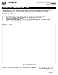 Form T6 Tenant Application About Maintenance - Ontario, Canada, Page 4