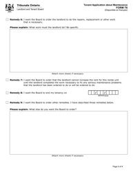 Form T6 Tenant Application About Maintenance - Ontario, Canada, Page 7