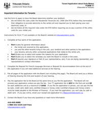 Form T7 &quot;Tenant Application About Suite Meters&quot; - Ontario, Canada