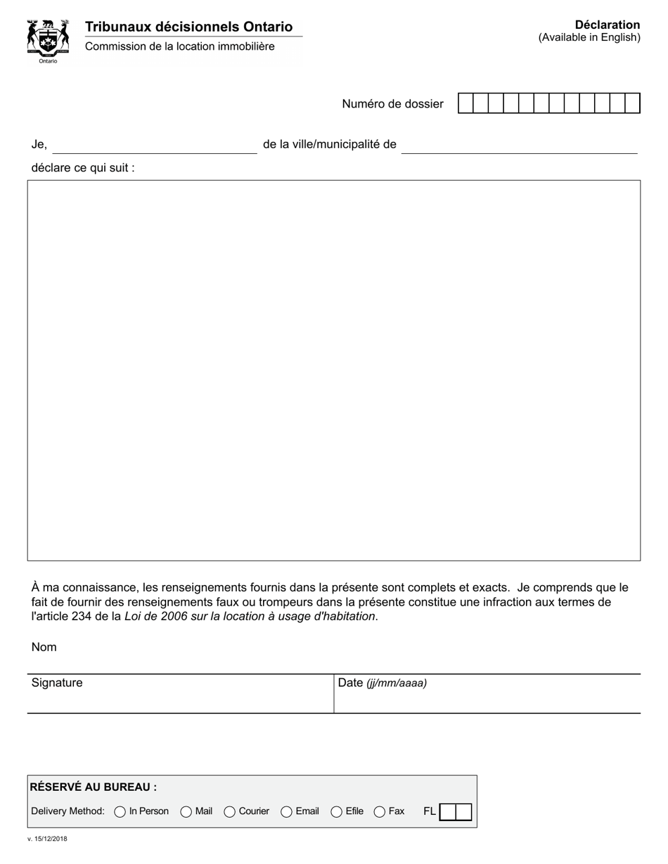 Forme L3 Requete En Resiliation De La Location Et En Expulsion Du Locataire - Le Locataire a Donne Un Avis De Resiliation Ou a Consenti a Resilier La Location - Ontario, Canada (French), Page 5