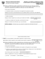 Forme A2 Requete En Vue D&#039;obtenir Un Reglement En Matiere De Sous-Location Ou De Cession De Logement Locatif - Ontario, Canada (French), Page 4