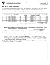 Forme A2 Requete En Vue D&#039;obtenir Un Reglement En Matiere De Sous-Location Ou De Cession De Logement Locatif - Ontario, Canada (French), Page 6