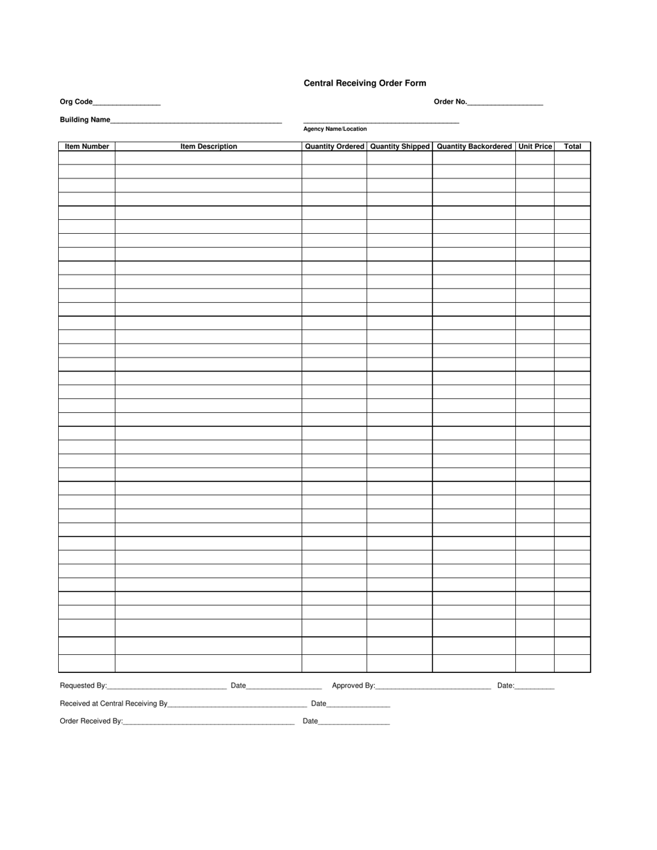 Mississippi Central Receiving Order Form Download Fillable PDF ...