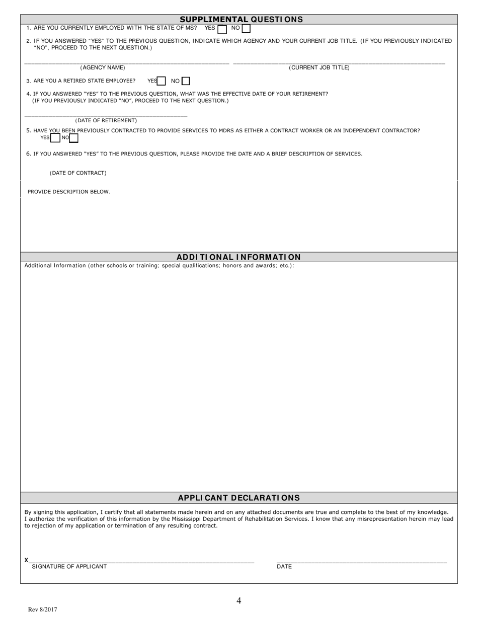 Mdrs Contract Worker Application - Mississippi, Page 4