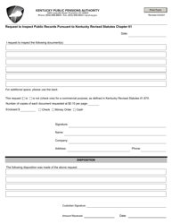 Document preview: Request to Inspect Public Records Pursuant to Kentucky Revised Statutes Chapter 61 - Kentucky