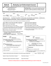 Form A &quot;Testing Registration - Attesting to Minimum Standards&quot; - Kentucky