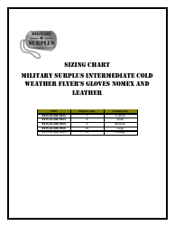 &quot;Intermediate Cold Weather Gloves Sizing Chart - Military Surplus&quot;