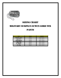 Document preview: Pants Sizing Chart - Military Surplus