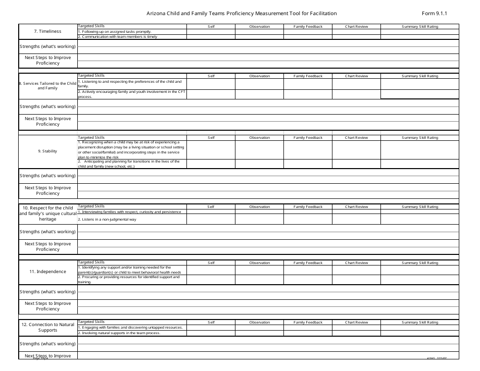 Form 9.1.1 Child and Family Teams Proficiency Measurement Tool for Facilitation - Arizona, Page 3