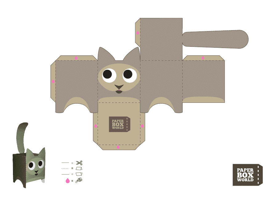 &quot;Cat Paper Toy Box Template&quot; Download Pdf