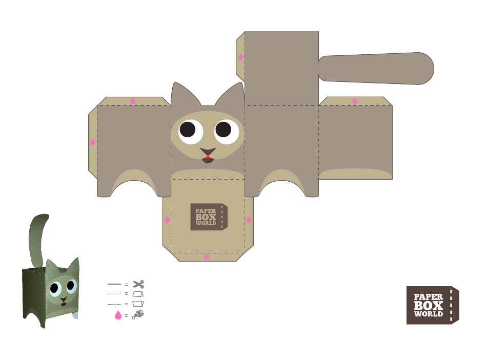 Cat Paper Toy Box Template