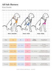 &quot;All Safe Harness Size Chart for Dogs&quot;