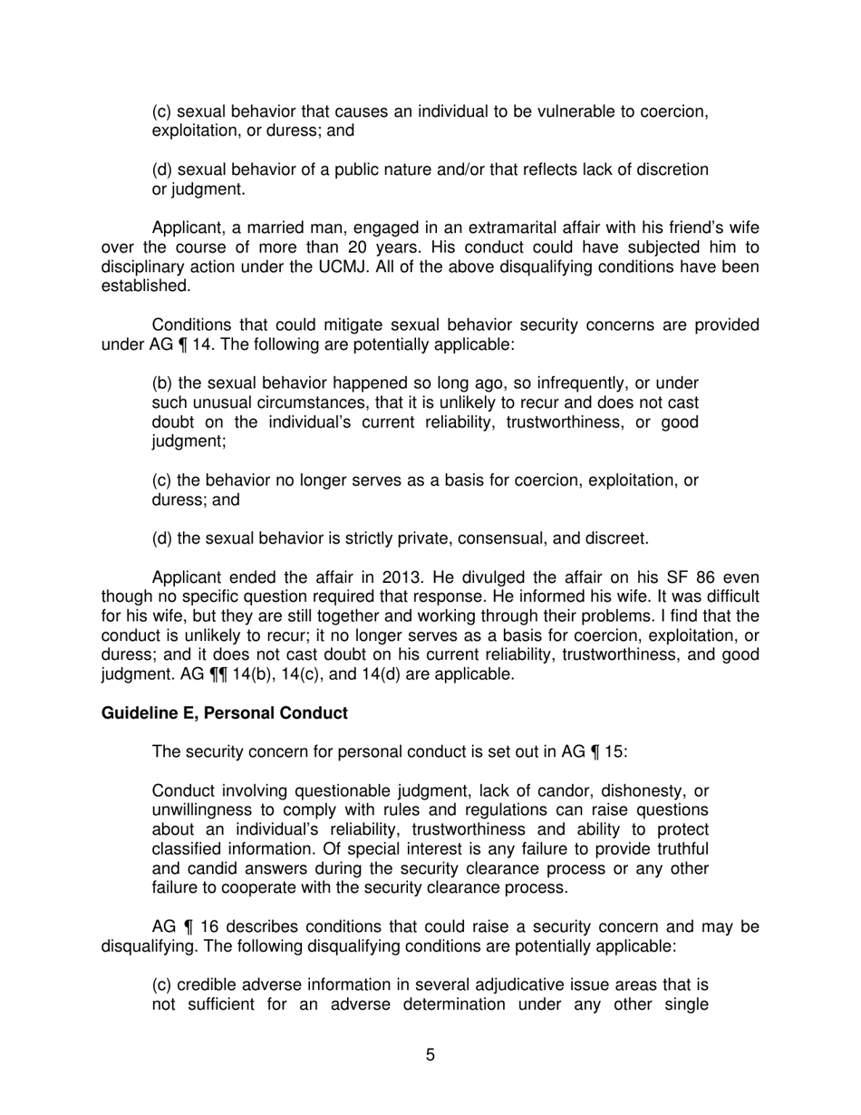 Iscr Case No. 12-06311 - Applicant for Security Clearance, Page 5
