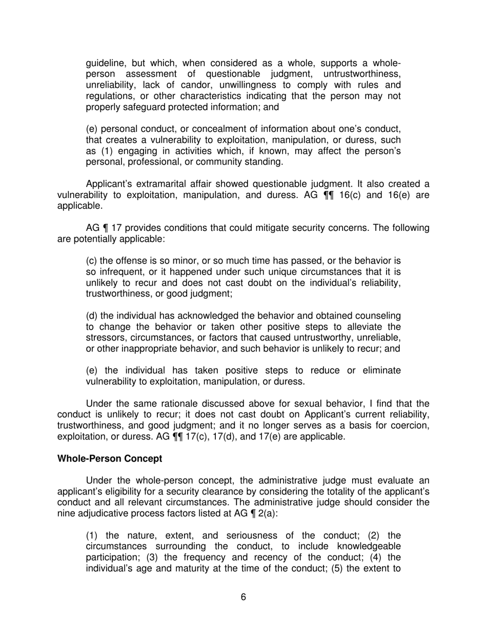 Iscr Case No. 12-06311 - Applicant for Security Clearance, Page 6