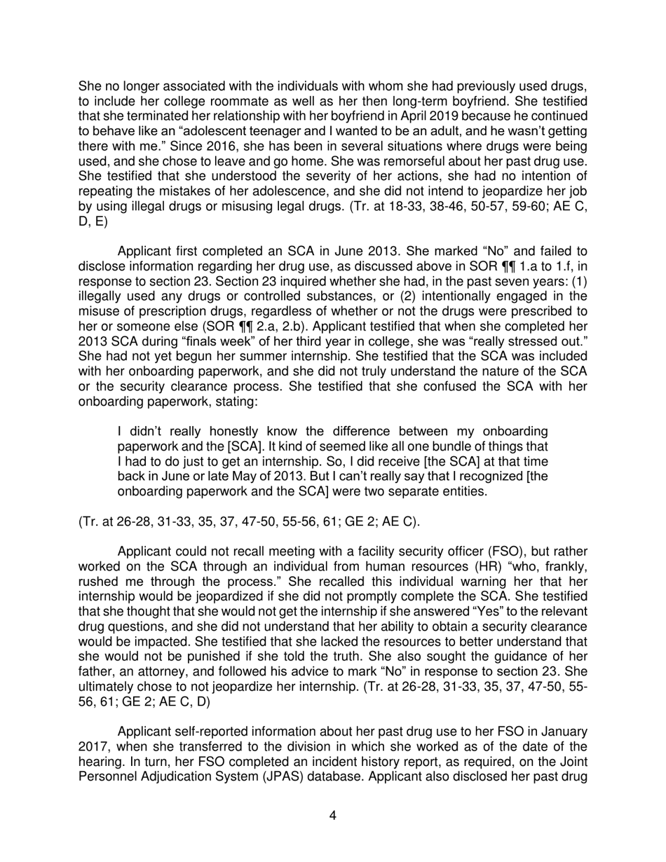 Iscr Case No. 19-00529 - Applicant for Security Clearance, Page 4