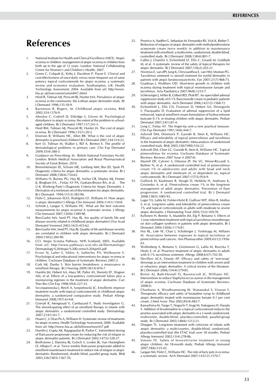 Management of Atopic Eczema in Primary Care - Guideline No 125, Scottish Intercollegiate Guidelines Network - United Kingdom, Page 39