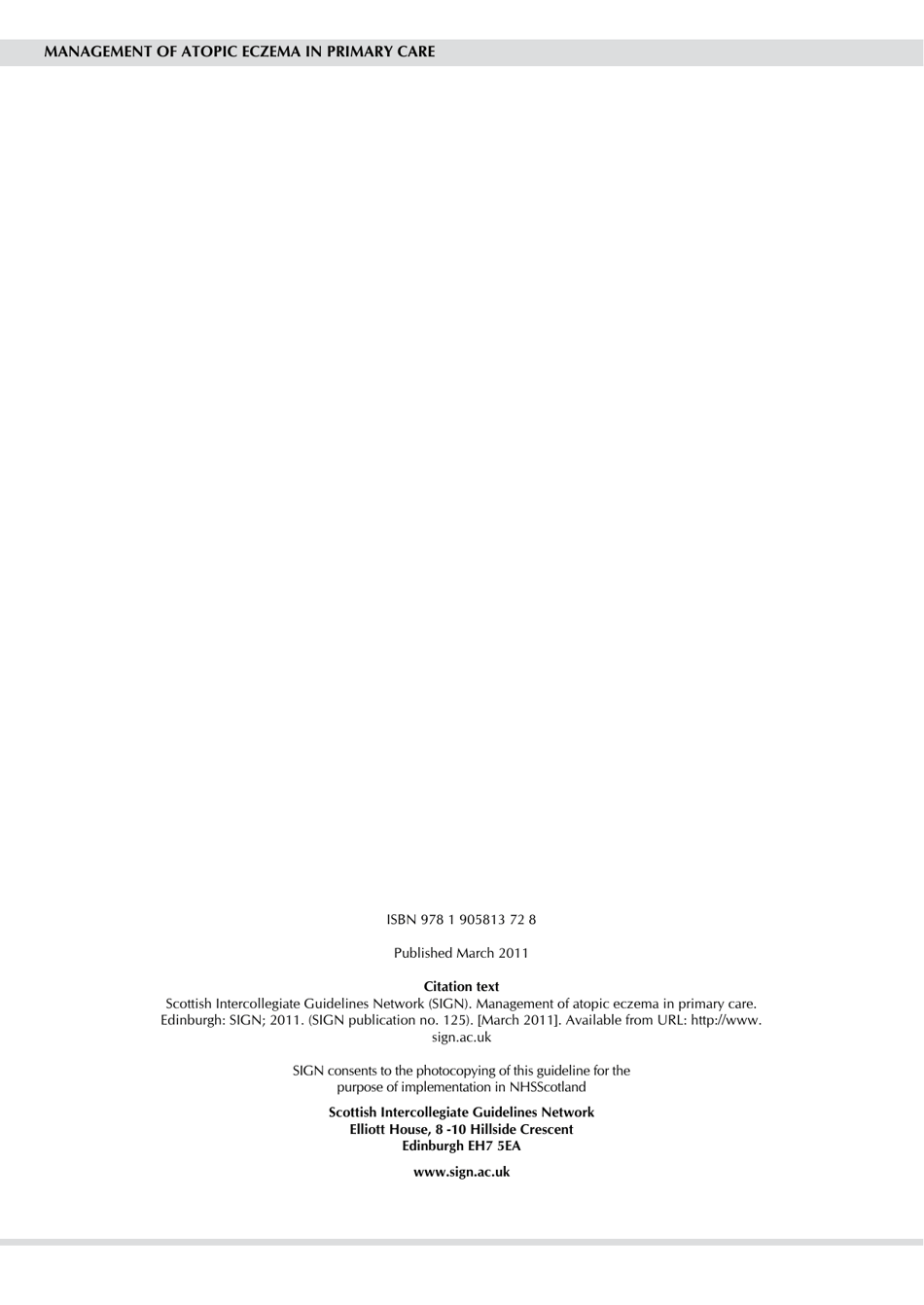 Management of Atopic Eczema in Primary Care - Guideline No 125, Scottish Intercollegiate Guidelines Network - United Kingdom, Page 4