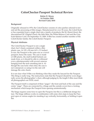 Document preview: Colorchecker Passport Technical Review - Robin D. Myers