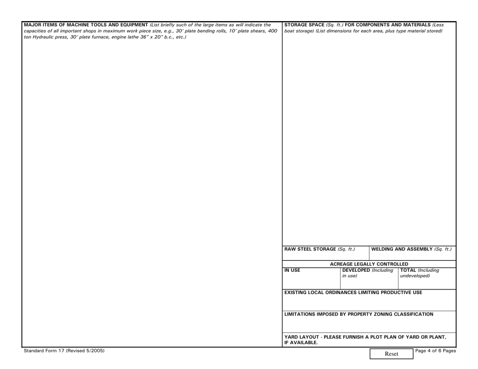 Form SF-17 Facilities Available for the Construction or Repair of Ships, Page 4