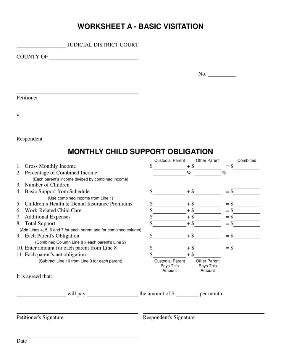 Worksheet A Basic Visitation - New Mexico, Page 1