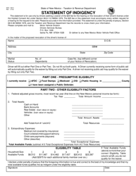 Document preview: Form MVD-10813 Statement of Indigency - New Mexico