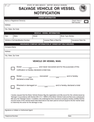 Document preview: Form MVD-11103 Salvage Vehicle or Vessel Notification - New Mexico