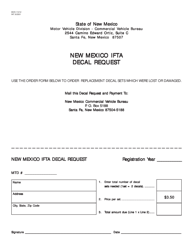 Document preview: Form MVD-11212 New Mexico Ifta Decal Request - New Mexico