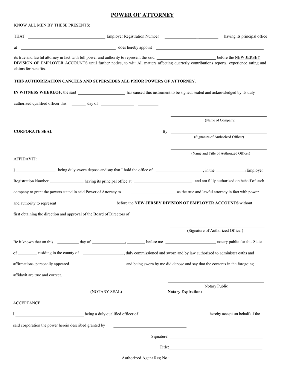 Power of Attorney - New Jersey, Page 1