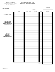 Document preview: Form NCUI101-B Continuation Sheet for Report of Employees Wages - North Carolina