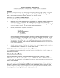 Document preview: Petition for Emeritus Pro Bono Status for Inactive Members - North Carolina