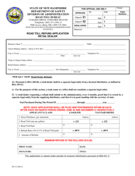 Document preview: Form RT115 Road Toll Refund Application Retail Dealer - New Hampshire