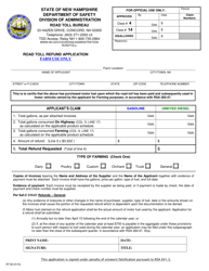 Form RT126 Road Toll Refund Application - New Hampshire
