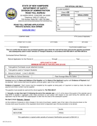 Document preview: Form RT127G Road Toll Refund Application - Private School Bus Owner - Gasoline Only - New Hampshire