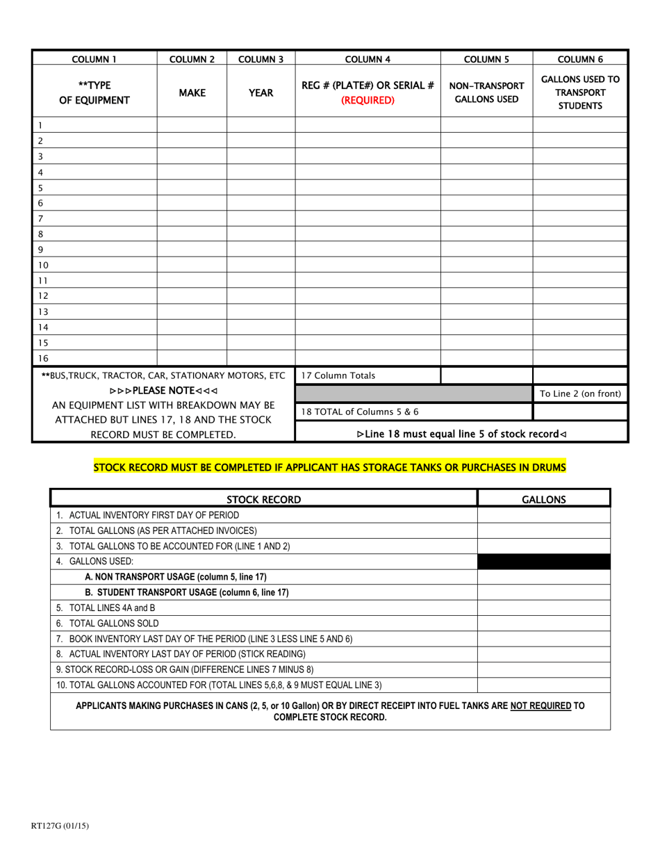 Form RT127G Road Toll Refund Application - Private School Bus Owner - Gasoline Only - New Hampshire, Page 2