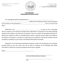Document preview: Partnership Subordination Resolution - Nebraska