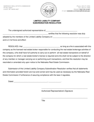 Document preview: Limited Liability Company Subordination Resolution - Nebraska