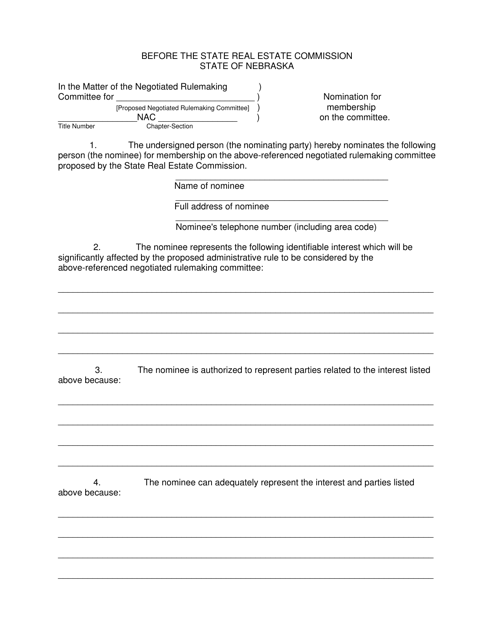 Nomination for Membership on the Committee - Nebraska Download Pdf