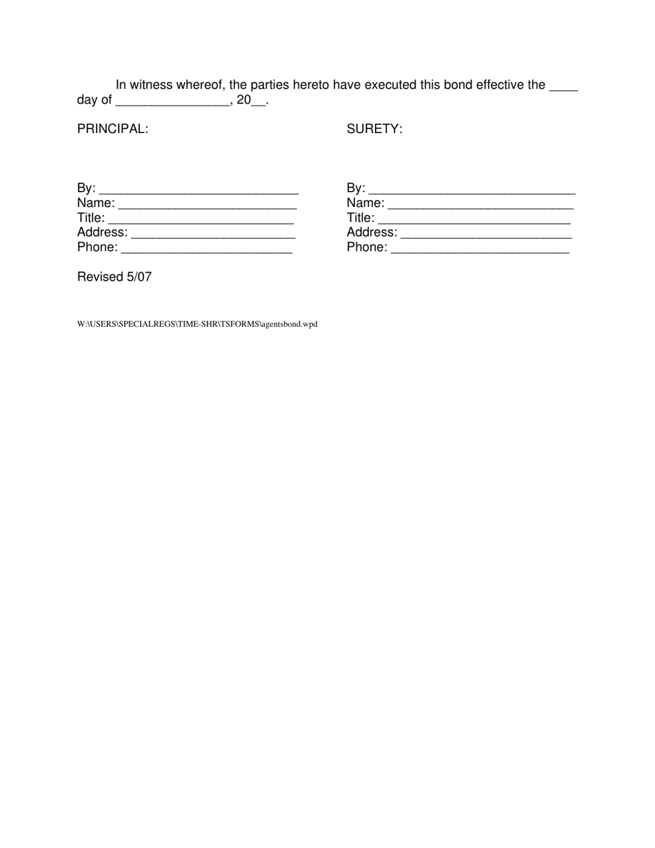 Nebraska Sample Time-Share Bond: Acquisition Agent, Sales Agent and ...