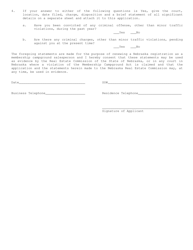 Application for Renewal of Registration as a Membership Campground Salesperson - Nebraska, Page 2