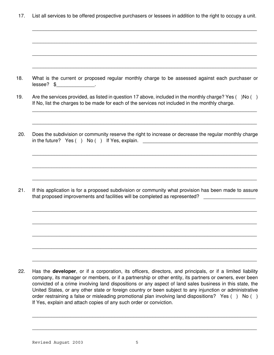 Statement of Record - Retirement Subdivision or Community - Nebraska, Page 5