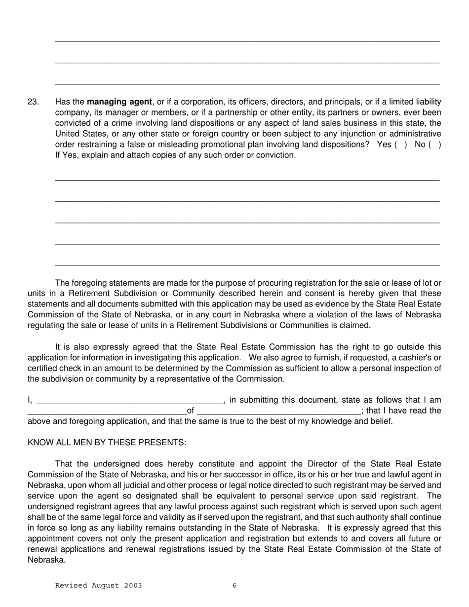 Statement of Record - Retirement Subdivision or Community - Nebraska, Page 6