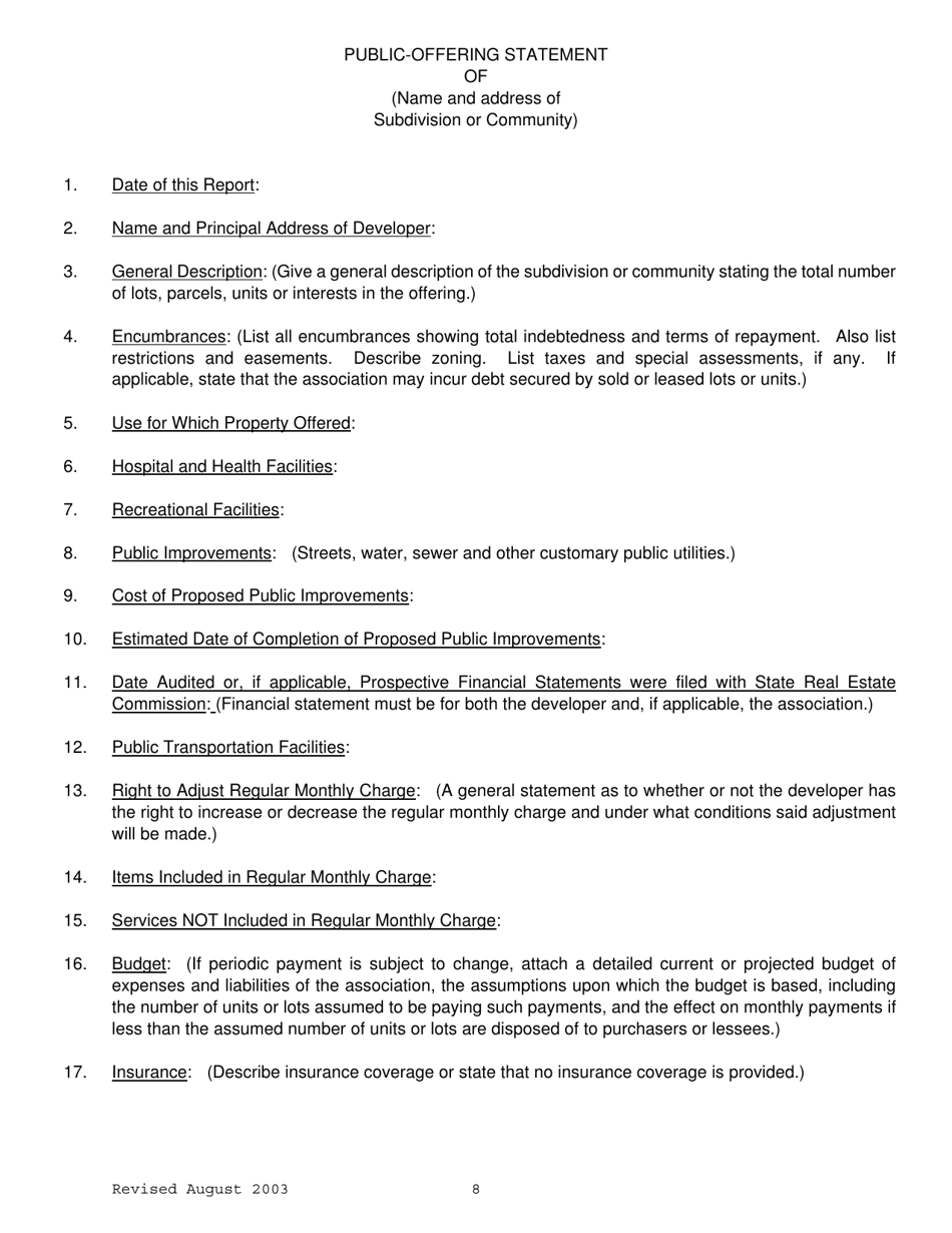 Statement of Record - Retirement Subdivision or Community - Nebraska, Page 8