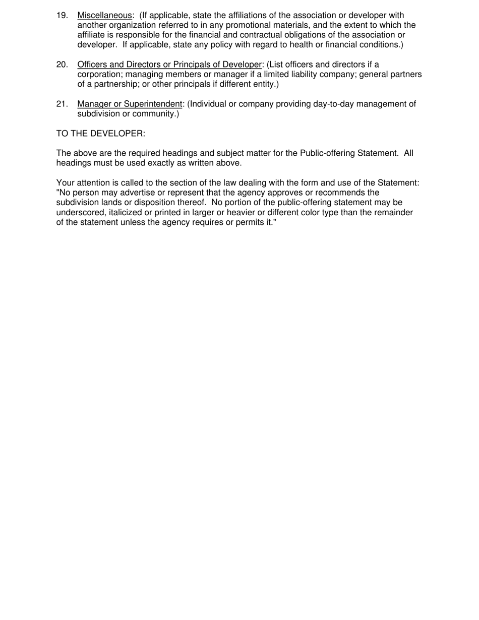 Annual Renewal Report - Retirement Subdivision or Community - Nebraska, Page 5