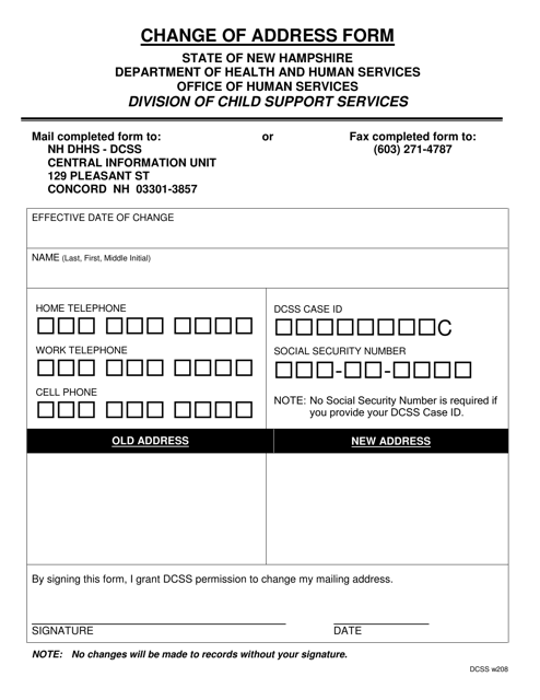 Form DCSS w208  Printable Pdf