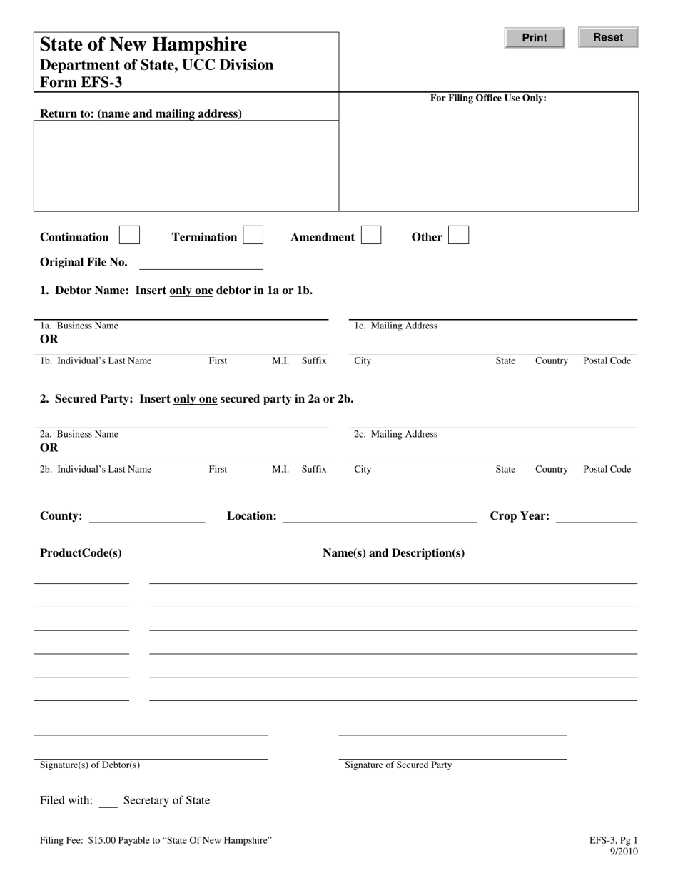 Form EFS-3 - New Hampshire, Page 1