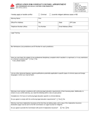 Form SFN59702 &quot;Application for Conflict Counsel Appointment&quot; - North Dakota